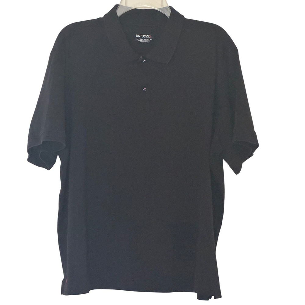UNTUCKit Polo Shirt Black Damaschino 35510 Cotton Regular Fit Mens XXL